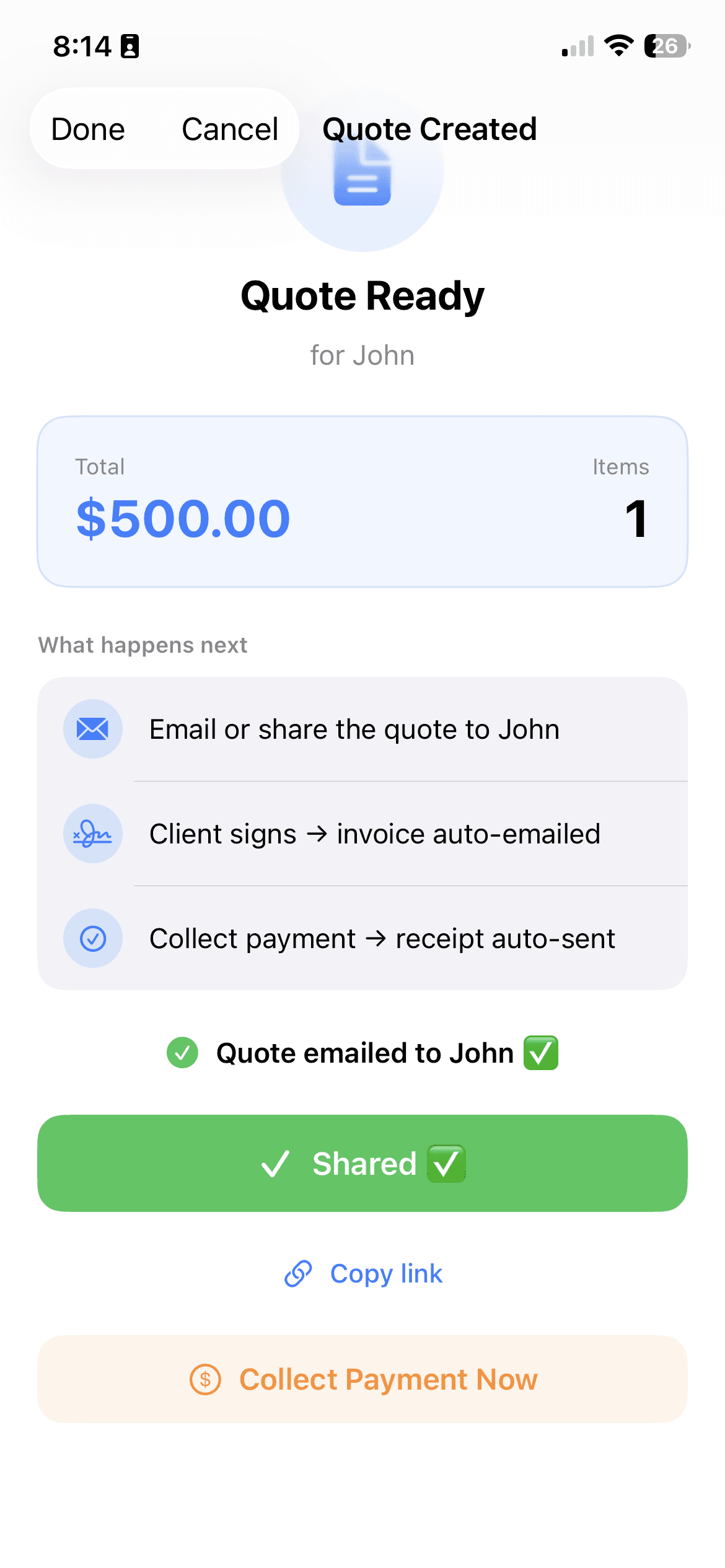Send the quote, get paid