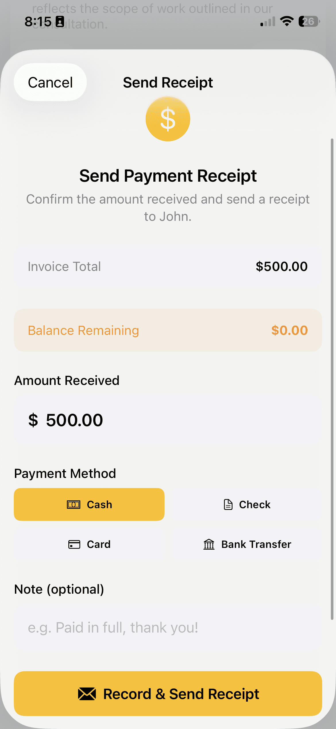 Auto-receipts