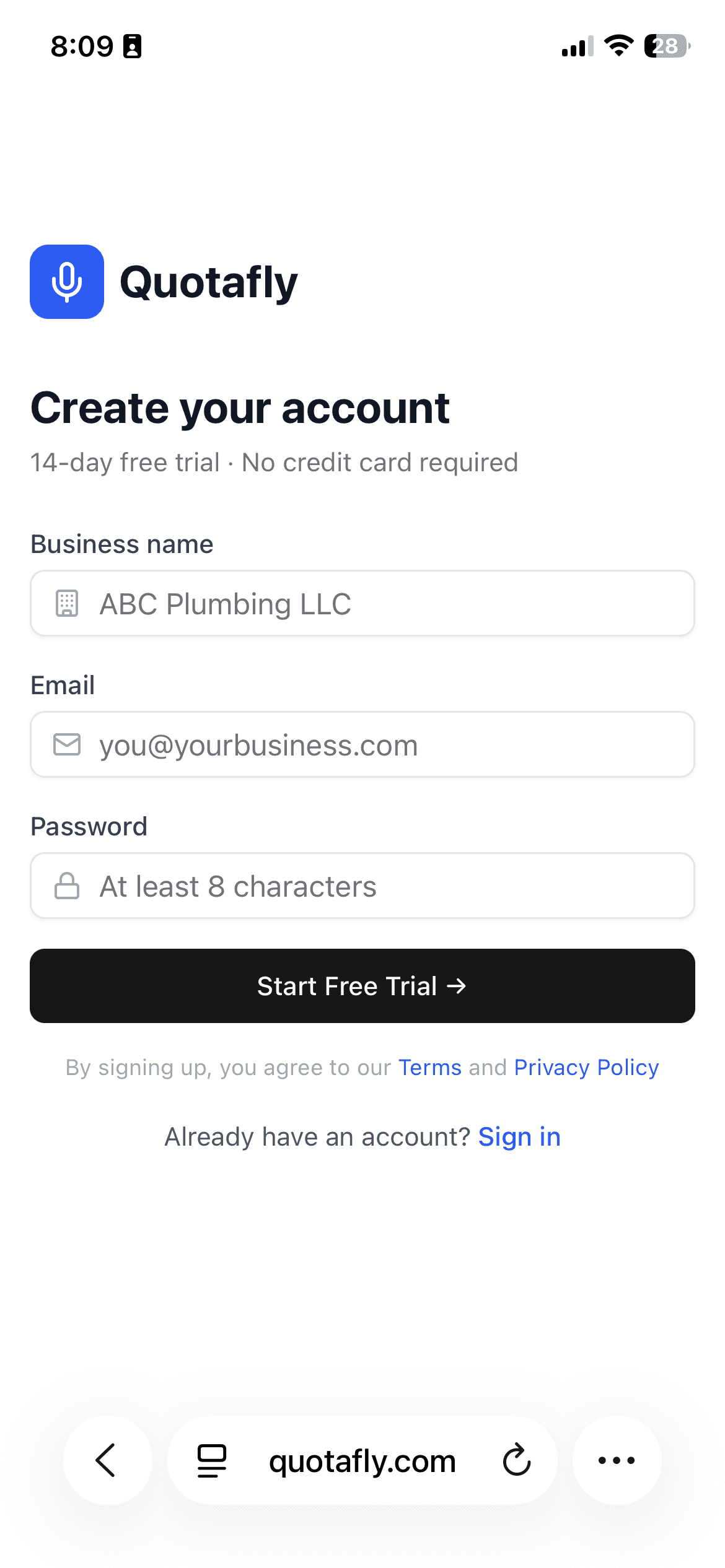 Sign up